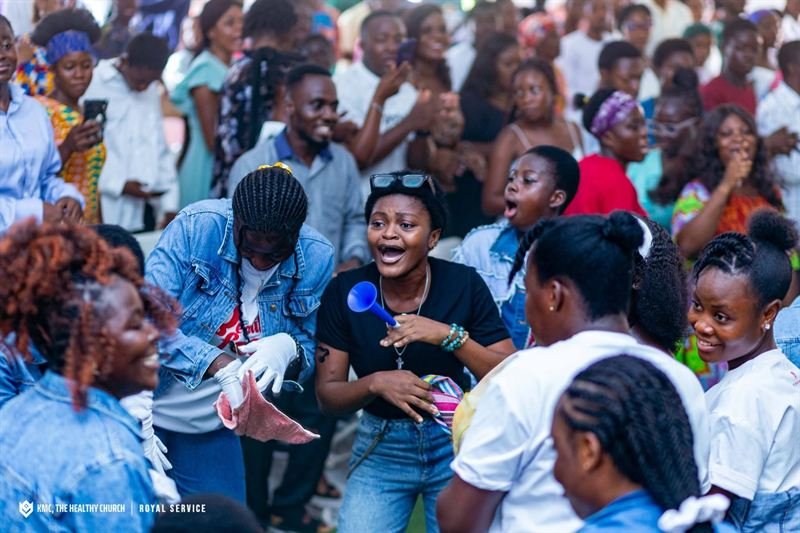 Members rejoicing together during a Royal Service